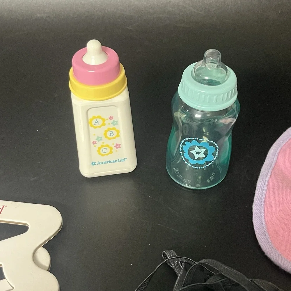 American Girl Items Set Hanger, Bottles, Cheer Top, Bib